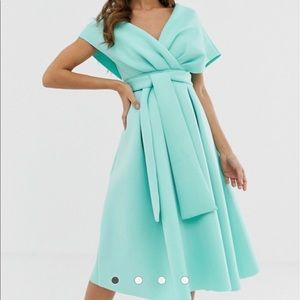 ASOS Off the shoulder aqua/sea green dress